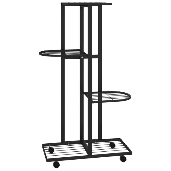 vidaXL Jardinière à 4 niveaux avec roues 44x23x80 cm Noir Fer
