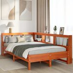 vidaXL Lit bibliothèque sans matelas cire marron 120x190cm pin massif