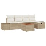 vidaXL Ensemble de canapé de jardin 6 pièces avec coussins beige en poly rotin