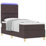 vidaXL Lit à ressort LED avec matelas Marron foncé 80 x 200 cm tissu