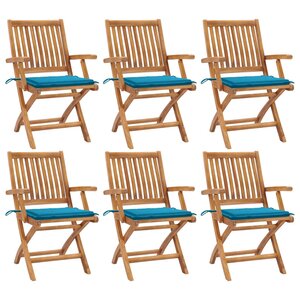 vidaXL Chaises pliables de jardin avec coussins lot de 6 Bois de teck