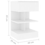 vidaXL Tables de chevet 2 Pièces Blanc 40x35x65 cm Aggloméré