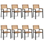 vidaXL Chaises de jardin empilables 8Pièces bois massif d'acacia et métal
