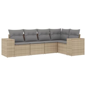 vidaXL Salon de jardin avec coussins 5 Pièces beige résine tressée