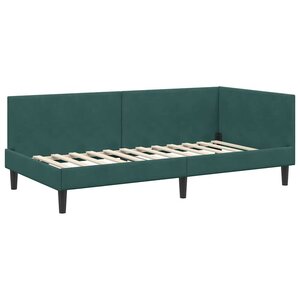vidaXL Cadre de lit d'angle Vert foncé 90 cm x 190 cm tissu