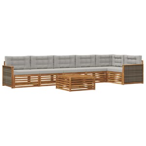 vidaXL Ensemble de canapés d'extérieur 7 Pièces Naturel et gris clair