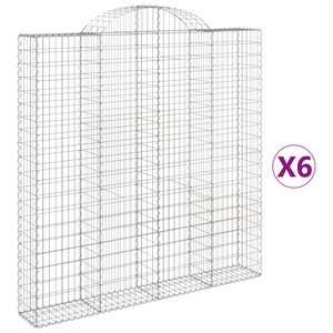 vidaXL Paniers à gabions arqués 6 Pièces 200x30x200/220 cm fer galvanisé