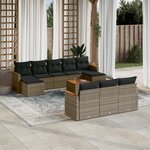 vidaXL Salon de jardin 11 Pièces avec coussins gris résine tressée