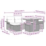 vidaXL Canapé de jardin 7 pièces avec coussins gris clair en rotin poly
