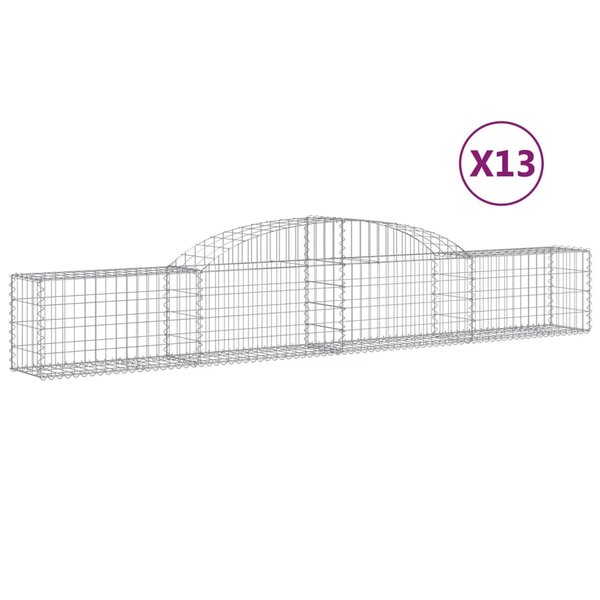 vidaXL Paniers à gabions arqués 13 Pièces 300x30x40/60 cm fer galvanisé
