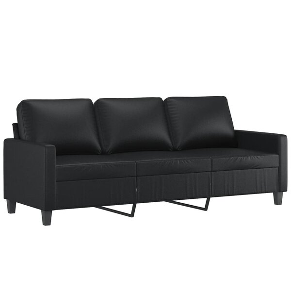 vidaXL Canapé à 3 places Noir 180 cm Similicuir