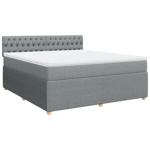 vidaXL Sommier à lattes de lit avec matelas Gris clair 180x200cm Tissu