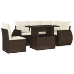 vidaXL Salon de jardin avec coussins 6 Pièces marron résine tressée