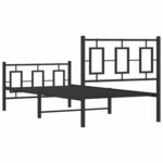vidaXL Cadre de lit métal sans matelas avec pied de lit noir 90x200 cm