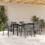 vidaXL Ensemble de salle à manger pour jardin 7 Pièces Gris Poly rotin