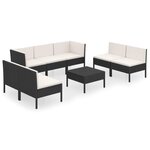 vidaXL Salon de jardin 8 Pièces avec coussins résine tressée noir