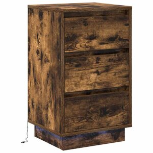 vidaXL Cabinet de chevet avec tiroir Chêne fumé 39 x 34 5 x 65 cm
