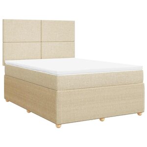 vidaXL Sommier à lattes de lit avec matelas Crème 140x200 cm Tissu