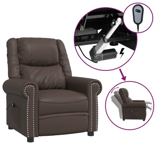 vidaXL Fauteuil inclinable électrique Marron brillant Similicuir