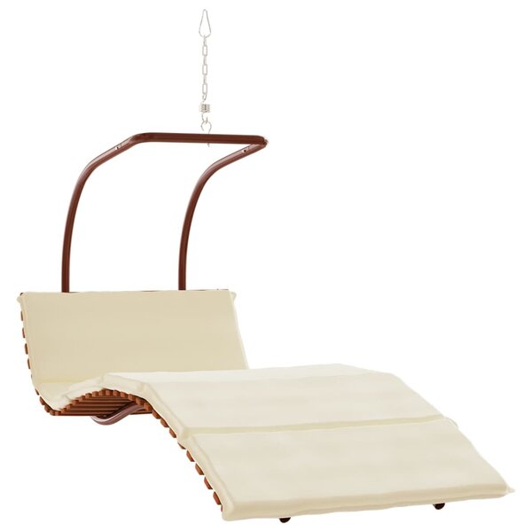 vidaXL Chaise à bascule avec coussin tissu et bois massif de peuplier