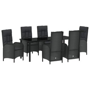 vidaXL Ensemble de salle à manger pour jardin 7 Pièces Noir polyrotin