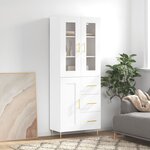 vidaXL Buffet haut Blanc 69 5x34x180 cm Bois d'ingénierie
