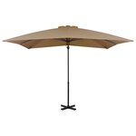 vidaXL Parasol de jardin en porte-à-faux et poteau en aluminium taupe