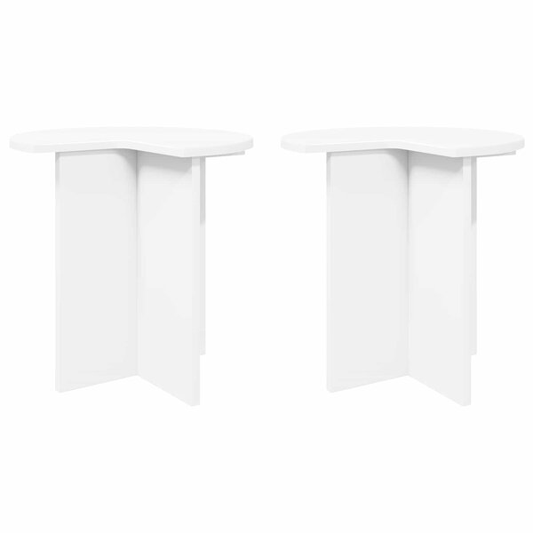 vidaXL Table d'appoint 2 Pièces Blanc Ø 39 x 38 cm Bois d'ingénierie