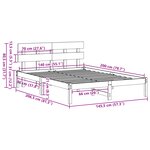 vidaXL Cadre de lit avec tête de lit Marron Ciré 140x200 cm Pin massif