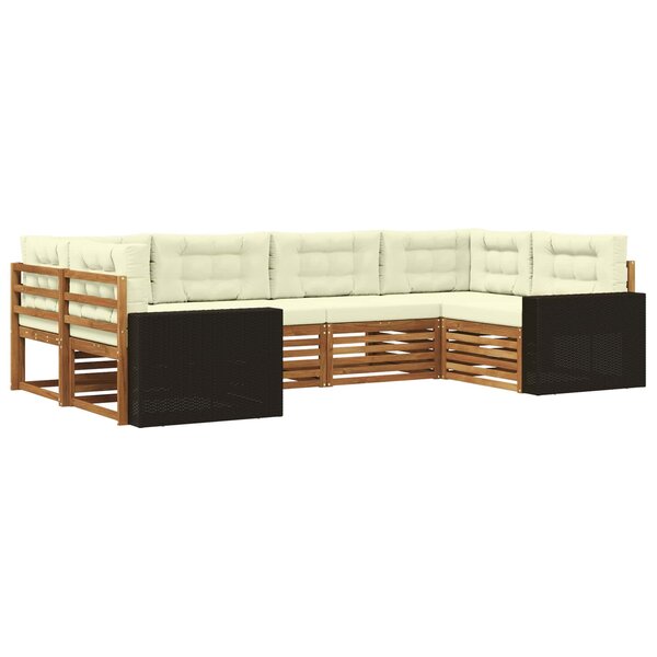 vidaXL Ensemble de canapés d'extérieur 6 pc Naturel et Crème