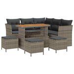 vidaXL Ensemble de canapé de jardin 9 Pièces Gris polyrotin