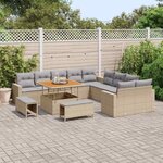 vidaXL Ensemble de canapé de jardin 13 Pièces Beige polyrotin
