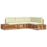 vidaXL 5 pc Ensemble de canapés d'extérieur Naturel et Crème