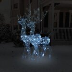 vidaXL Décorations de Noël de renne Acrylique 2 Pièces 120 cm Blanc froid