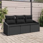 vidaXL Ensemble de canapé de jardin 3 Pièces Noir Poly rotin