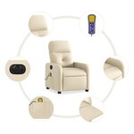 vidaXL Fauteuil inclinable de massage électrique crème tissu