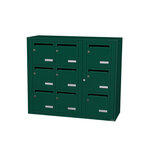 Bloc collectif Leabox  3x3  grade 3  simple face  intérieur  fixation murale  vert mousse ral 6005 finition brillante