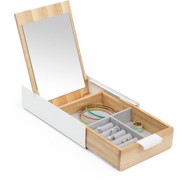 Boite à bijoux avec miroir reflexion blanc