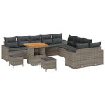 Ensemble de canapés de jardin de 13 pièces avec coussins en gris poly rotin