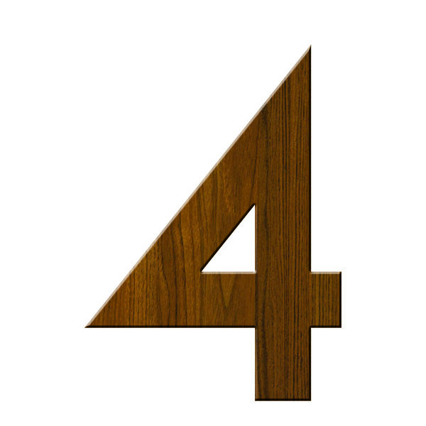 Numéro 4-Numéro adhésif pour boîtes aux lettres - Vinyle épais texturé, hauteur 50 mm - Bois Miel