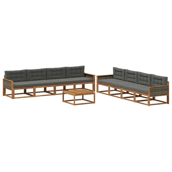 vidaXL Ensemble de canapés d'extérieur 9 Pièces Naturel et Anthracite