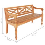 vidaXL Banc Batavia 123 cm Bois d'acajou massif Marron clair