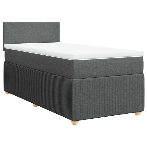 vidaXL Sommier à lattes de lit avec matelas Gris foncé 100x200cm Tissu