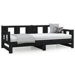 vidaXL Lit coulissant Noir Bois de pin solide 2x(90x190) cm