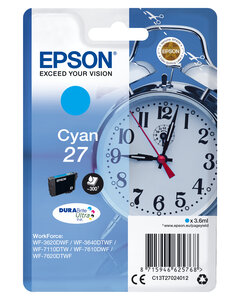 Epson cartouche reveil encre du 27 cartouche dencre cyan capacite standard 3.5ml 350 pages 1-pack rf-am blister