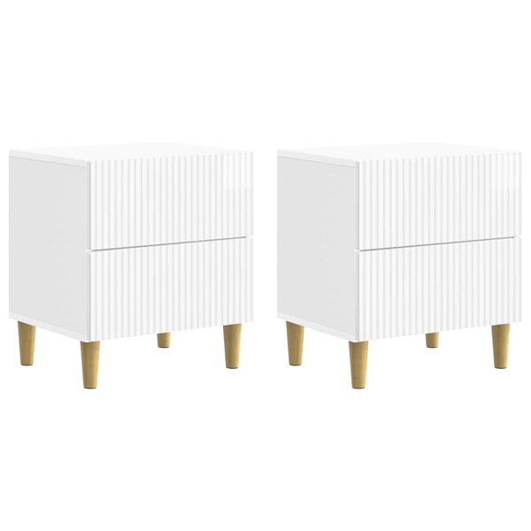 vidaXL Cabinet de chevet 2 Pièces Blanc brillant 43 x 34 5 x 48 cm
