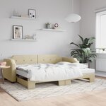 vidaXL Lit de jour avec lit gigogne crème 100x200 cm tissu