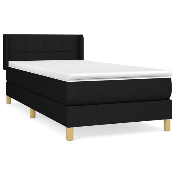 vidaXL Sommier à lattes de lit avec matelas Noir 100x200 cm Tissu