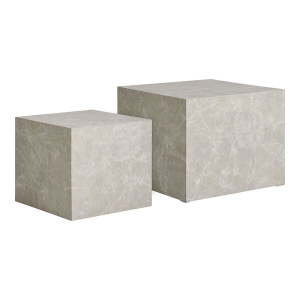 2 tables basses carrées aspect marbre