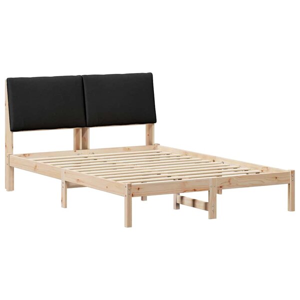 vidaXL Cadre de lit Marron et noir 140 x 190 cm Bois massif en pin